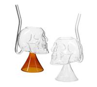 Abaodam 2 Pièces Gobelet à Vin Rouge en Verre de Crâne Unique pour Restaurants et Hôtels, Design Festif Qui Améliore L'expérience de Dégustation Halloween