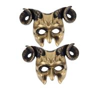 Abaodam 2 Pièces Horned Halloween Mask Lightweight Breathable Festival Cosplay Party Accessory Unique Animal Half Face Mask For Masquerade And Holiday Celebrations