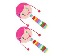 Abaodam 2 pièces Jouets Bois pour Garçon Fille Tambour à Secouer Portable avec Éléments Dessin Animés Léger et Sûr pour Coordination Main-œil et Développement Sensoriel