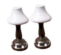 Abaodam 2 pièces Lampe de Chevet Miniature Bois Lampe LED Décorative pour Mobilier de Maison de Poupée Éclairage de Nuit Sûr et Économe Énergie pour Chambre