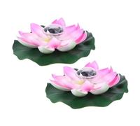 Abaodam 2 Pièces Lumière Solaire Lotus Flottante Lampe Décorative pour Piscine Étang Rivière et Éclairage Coloré et Romantique pour Décoration Extérieure et