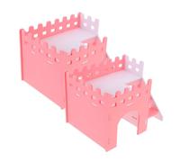 Abaodam 2 Pièces Maison de Hamster Cachette pour Hamster avec Échelle, Villa Double Étage PVC Rose, sans Odeur, pour Cochon D’Inde et Petit Lapin