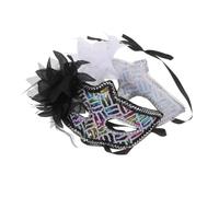 Abaodam 2 Pièces Masque Demi-visage Brillant à Paillettes Décoration Fleur Côté, Léger et Confortable pour Bal Masqué et Soirées Costumées