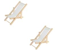 Abaodam 2 Pièces Meubles Miniatures Mini transat Chaise Miniature pour la décoration Chaise de Plage Miniature en Bois Modèle Ornements Mini Chaise décorations Tissu