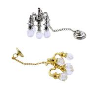 Abaodam 2 pièces Mini Lustres Décoratifs de Simulation Doré et Argenté Accessoires Miniatures pour Maison de Poupée Fille