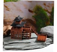 Abaodam 2 pièces Miniature Stilt House Micro Landscape Ornaments with Layered Two-Story Design Zen Garden Bonsai Accessories and Pagoda Statue for Home Office Decoration