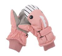 Abaodam 2 Pièces Moufles de Ski Garçon et Filles, Moufles de Ski Imperméables Rose, Cuir Antidérapant et Coton Duvet, Chaudes, Légères, pour l'hiver et L'automne, Garçon et Filles