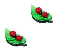 Abaodam 2 Pièces Ornements D'insectes Coccinelle Verre d'art Miniature Soufflé à La Main Décor Figurine d'animaux en Verre De Cristal Parure en Chiffre Pot De Fleur Un Unique