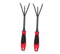 Abaodam 2 Pièces Outils de Jardinage Râteau à Dents Acier pour Jardin Outils de Jardin Portables Équipement de Jardinage pour Pelouse Parcs Rouge Noir