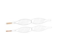 Abaodam 2 Pièces Panier de Barbecue avec Poignée de Épais Fin pour Poisson et Aliments Épaissis Clip de Grillage pour Grillades Plein Air