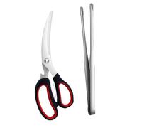 Abaodam 2 pièces Pinces Barbecue INOX Multifonctions Ciseaux et Pince à Viande Ergonomiques pour Grillades Extérieures Cuisine BBQ
