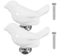 Abaodam 2 Pièces Poignée de Meuble de Style Européen en Céramique Blanche | Bouton de Tiroir Moderne, un Seul Trou, Style Rétro, Finition Soignée, Facile à Installer Retirer