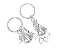 Abaodam 2 pièces Porte-clés Chimie de Design Microscope et Adn Porte-clés Décoratif Cadeau de Diplôme pour Enseignants Étudiants et Amis
