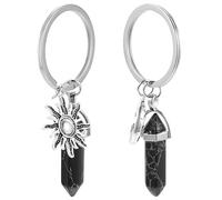 Abaodam 2 pièces Porte-clés Duo Soleil Lune Alliage avec Cristal Pendentifs Décoratifs Légers et Durables Cadeau Original pour Couple