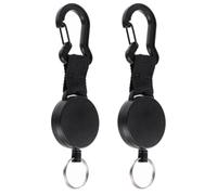 Abaodam 2 Pièces Porte-clés Rétractable Anti-Perte à Haute Élasticité | Boucle Portable, Acier Inoxydable et Plastique, Noir, Usage Quotidien et Activités Extérieures