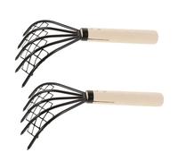 Abaodam 2 pièces Râteau de Plage Acier Au avec Filet Outil de Ramassage de Coquillages et Palourdes Résistant Manche Bois Antidérapant pour Creuser Fruits de Mer