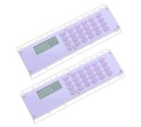 Abaodam 2 Pièces Règle de 15 Centimètres avec Calculatrice Intégrée, Plastique Pourpre, Double Échelle, Mesure Précise et Calculs Mathématiques, pour Préparation aux Tests et Cours