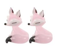 Abaodam 2 Pièces Sculpture de Renard en Verre Dessin Animé Rose | Objet Décoratif Miniature, Finition Polie et Bords Arrondis, pour Coin Café, Bibliothèque
