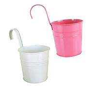 Abaodam 2 Pièces Seau à Fleurs Suspendu de Pots Décoratifs Colorés pour Plantes pour Balcon Fenêtre et Railing Conteneur Pratique pour Fleurs Artificielles et Sèches