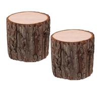 Abaodam 2 Pièces Souche d'arbre Creuse en Bois Marron, Ronde et Cylindrique, Légère, Style Rustique Vintage Ferme, pour Fête et Allées en Pierre