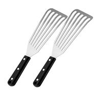Abaodam 2 Pièces Spatule à Poisson Frit Acier Steak remuer avec Cuisson spatule aux frits retourneur de spatule à Poisson Fendu spatule de Cuisine spatule à Poisson INOX 2cr13