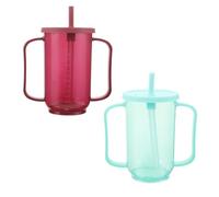 Abaodam 2 pièces Tasse de Soins pour Personnes Âgées Gobelet Anti-fuite avec Paille Poignée Ergonomique Sécurité Déglutition pour Patients Alités et Handicapés