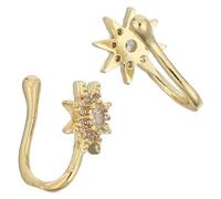 Abaodam 2 pièces U-shaped Faux Nose Rings For Women Rhinestone Star Nose Lightweight Non-piercing Studs Comfortable Daily And Party Jewelry