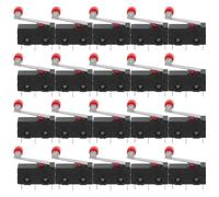Abaodam 20 Pièces Micro Interrupteur Micro Switch à Levier à Galet, Spdt 3 Broches, 5a 250v, Noir, Contact Momentané à Action Rapide, pour Réparation D'appareils et Unités de Commande