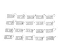 Abaodam 20pièces Étiquettes Numérotées Acier Inoxydable Pendentifs Rectangle Creux pour Porte-clés Marqueurs Métalliques pour Organisation Casiers et Gestion Logistique