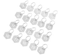 Abaodam 20pièces Lot de Étiquettes Numérotées Acier Inoxydable Hexagonales avec Porte-clés Plaques Métalliques Numérotées pour Organisation Casiers Identification Outils et Gestion Objets