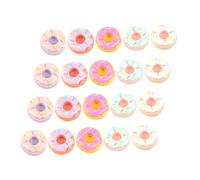 Abaodam 20pièces Miniature Beignet Décoratif Modèle de Beignet Accessoire de Bricolage pour Maison de Poupée Décoration de Fausse Nourriture Jeu Imitation Plusieurs Styles