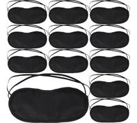 Abaodam 24 Pièces Masque de Sommeil Cache-œil Noir, Polyester, Mousse et Non-tissé, Double Bande Élastique, Rembourrage en Éponge, Bloque la Lumière, pour Voyage et Train