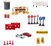 Abaodam 27 Pièces Panneau De Signalisation Jouets Miniatures Jouets Magnétiques Plaques De Rue pour Les Enfants De Barricade De La Circulation De Chantier Plastique