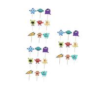 Abaodam 27pièces Décorations De Gâteau Anniversaire Forme De Monstres Extraterrestres Accessoires Amusants Pour Fêtes Enfantines Pour Gâteaux Et Muffins