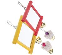 Abaodam 2pcs à Mâcher pour Perroquet et Poulet Miroir Coloré en Bois pour Cage à Oiseaux Réduit L'agressivité et Favorise L'activité Physique