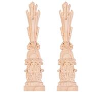 Abaodam 2pcs Appliques en Bois Sculpté Rétro pour Décoration de Meubles, Bois Naturel, Faciles à Installer, Sûres, Style Classique pour Décorer Votre Intérieur