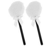 Abaodam 2pcs Grosse Houppette Blanche en Peluche Douce pour Poudre Corporelle avec Poignée, Application Uniforme et Toucher Délicat, pour Maquillage Quotidien