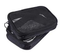 Abaodam 2pcs Paquet à Cosmétiques Portable en Polyester Noir, Pochette de Maquillage Surface Lisse, Organiseurs Pratiques pour Voyages d'affaires et Déplacements