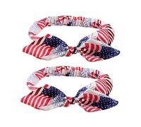 Abaodam 2pièces Bandeaux Fête Pour Garçon Fille Accessoires Cheveux Avec Nœud Drapeau Américain Pour Événements Festifs