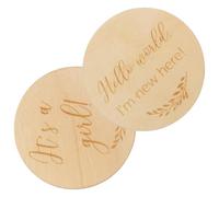 Abaodam 2pièces Cartes Commémoratives Bois Pour Célébration De Croissance Design Arrondi Avec Lettres De Jalons Idéales Pour Photographier Les Moments Importants Né