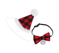 Abaodam 2pièces Collier à Clochette et Bonnet de Noël pour Chiens Accessoires pour Animaux de Noël