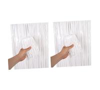 Abaodam 2pièces Jupe De Table à Franges Décoratif pour Fond Photo Décoration De Fête Anniversaire Blanc