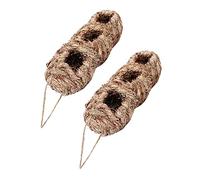Abaodam 2pièces Lot de Nids Oiseaux Nicheurs Paille Faits Main pour Extérieur avec Cordage Abri pour Petits Oiseaux Vent Et Pluie