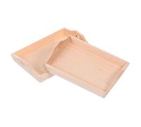 Abaodam 2pièces Miniature Square Wooden Tray Dollhouse Kitchen Accessories Bread Snack Holder for Pretend Play