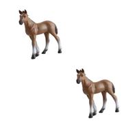 Abaodam 2pièces Modèle De Cheval Plastique Décoration Réaliste pour Garçon Fille Et Bureaux Jouet De Simulation Couleur Marron pour Décorer Magasin