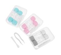 Abaodam 3 Étuis de Voyage pour Lentilles de Contact avec Applicateurs, Mini Boîtes Rigides en Plastique et Silicone, Couleurs Gris, Bleu Lac et Rose, Kit Portable pour