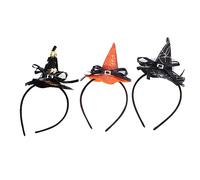 Abaodam 3 Pièces Bandeau De Chapeau De Sorcière D'halloween Cheveux D'enfants Corbeau Mini Bandes De Cheveux Masque Chapeaux De Sorcière Brillants Toile D'araignée Tissu (polyester)