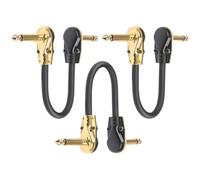 Abaodam 3 pièces Câbles Patch Guitare Plat Doré Cordon Jack Connecteur Droit pour Effet Guitare Électrique et Basse Câble Audio Instrument Résistant et pour Pédales et Amplificateurs