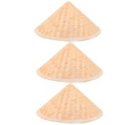 Abaodam 3 Pièces Chapeau Conique en Bambou Tressé Beige | Surface Vierge Peinte à Main, Nettoyage Facile et Respirant, pour Activités DIY et Fête D'anniversaire