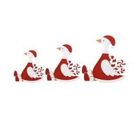 Abaodam 3 Pièces Décoration de Table Canard de Noël Figurine Miniature | Ornement Festif Peint avec Soin, Placement Polyvalent, Petit Présent Saisonnier, Ambiance Hiver
